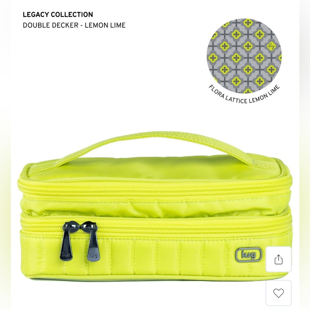 Lug Legacy Collection Double Decker Cosmetic Case NWT Lemon Lime